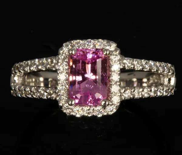 14K White Gold Natural Pink Sapphire Ring