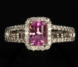 14K White Gold Natural Pink Sapphire Ring