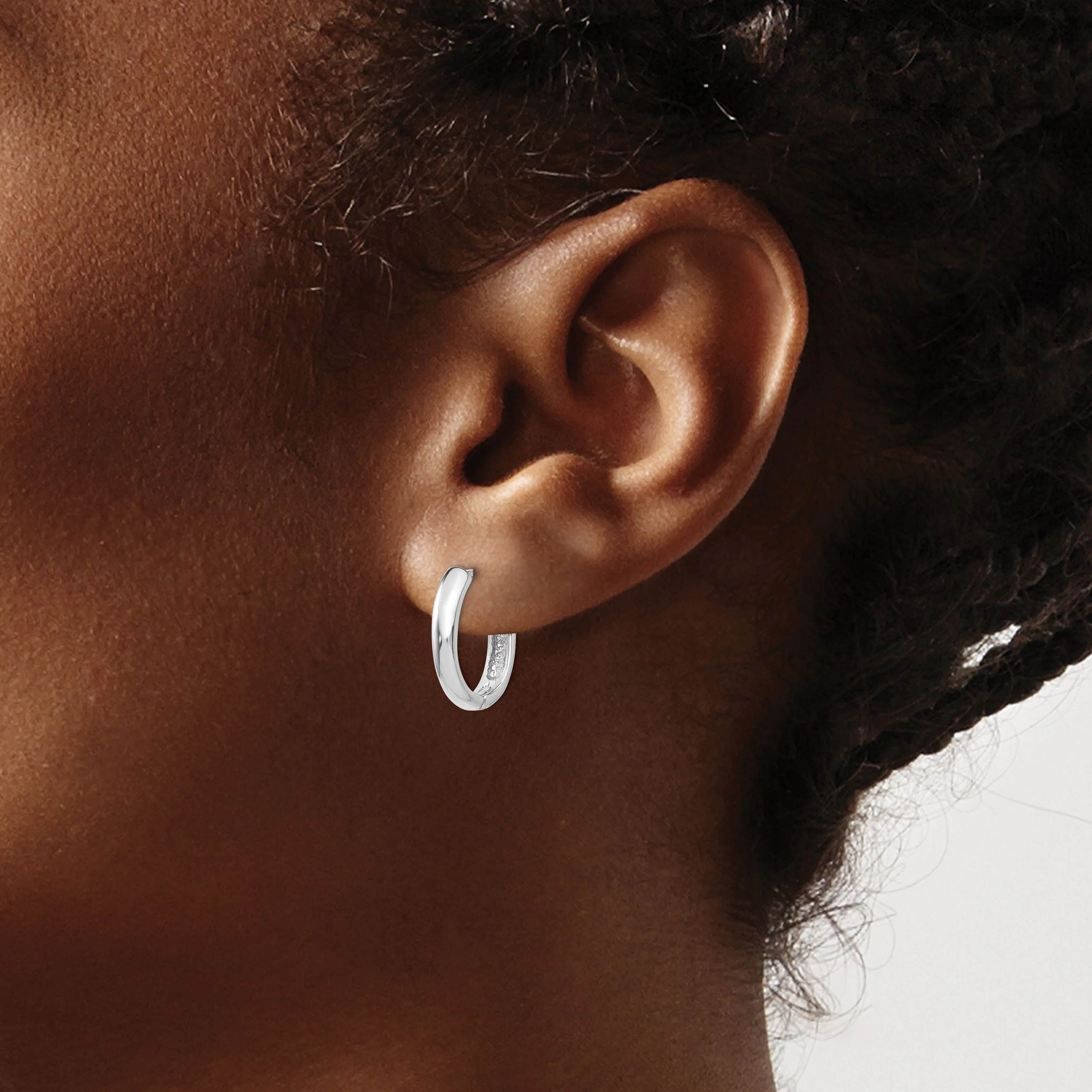 14k White Gold Polished Hoop Earrings