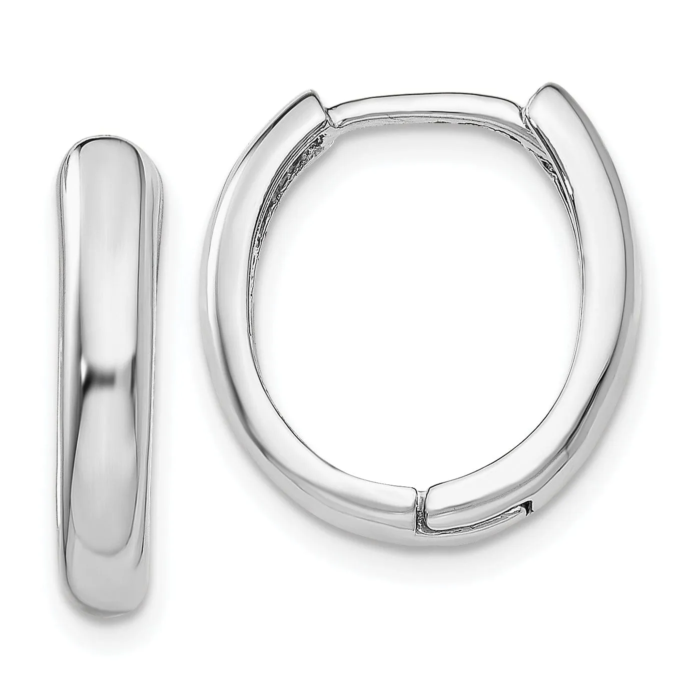 14k White Gold Polished Hoop Earrings