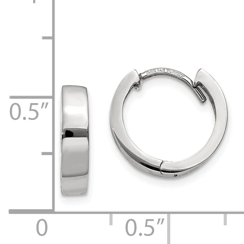 14k White Gold Polished Solid Hoop Earrings
