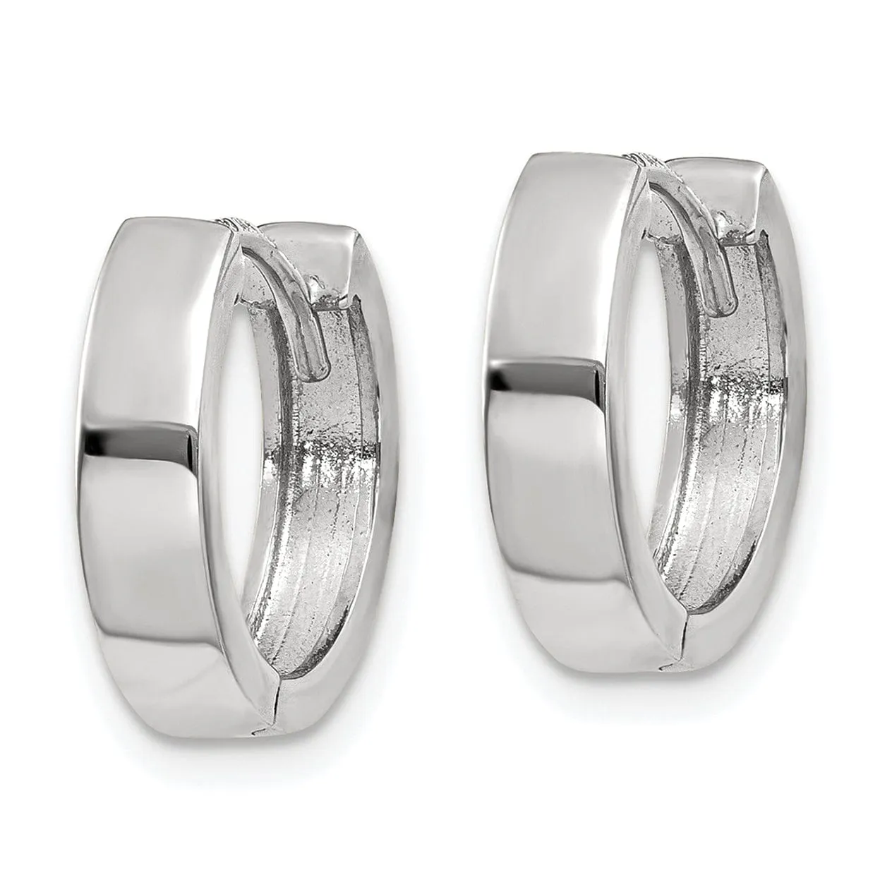 14k White Gold Polished Solid Hoop Earrings