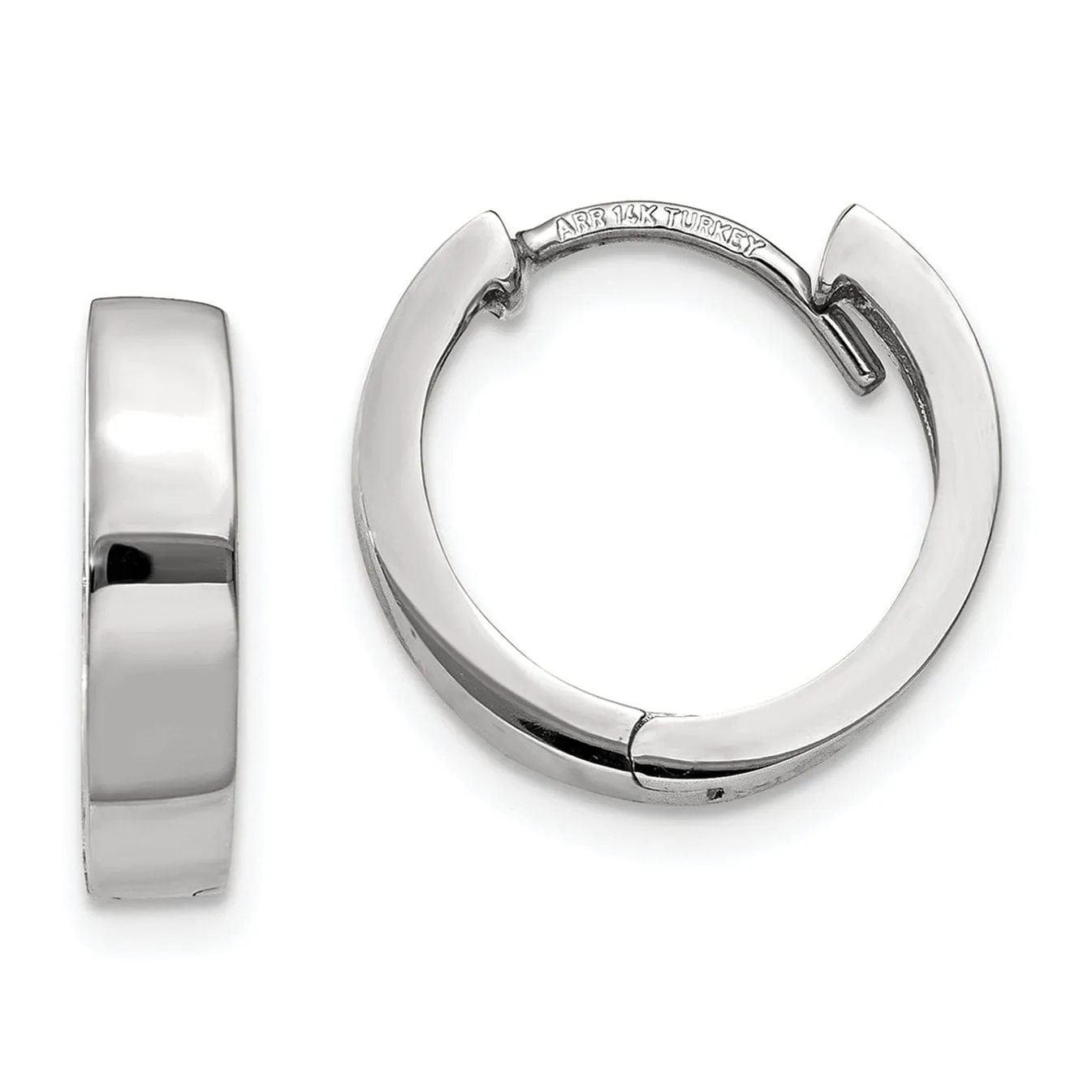 14k White Gold Polished Solid Hoop Earrings