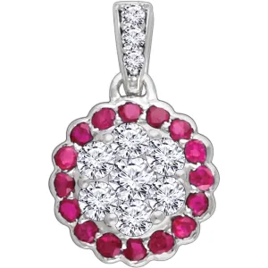 14k White Gold Ruby & 1/3 CTW Diamond Necklace