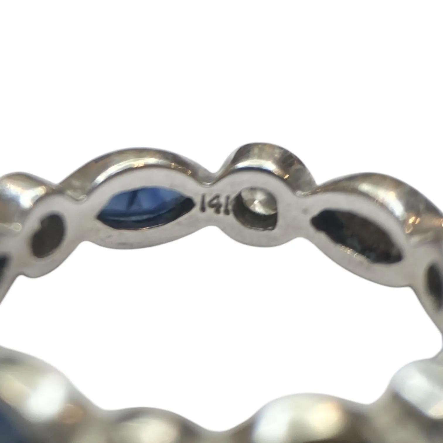 14K White Gold Sapphire & Diamond Eternity Band Ring