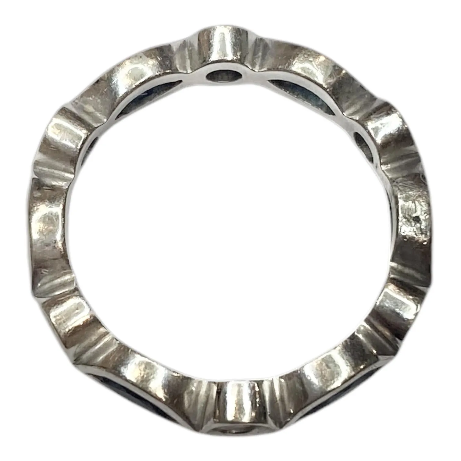 14K White Gold Sapphire & Diamond Eternity Band Ring