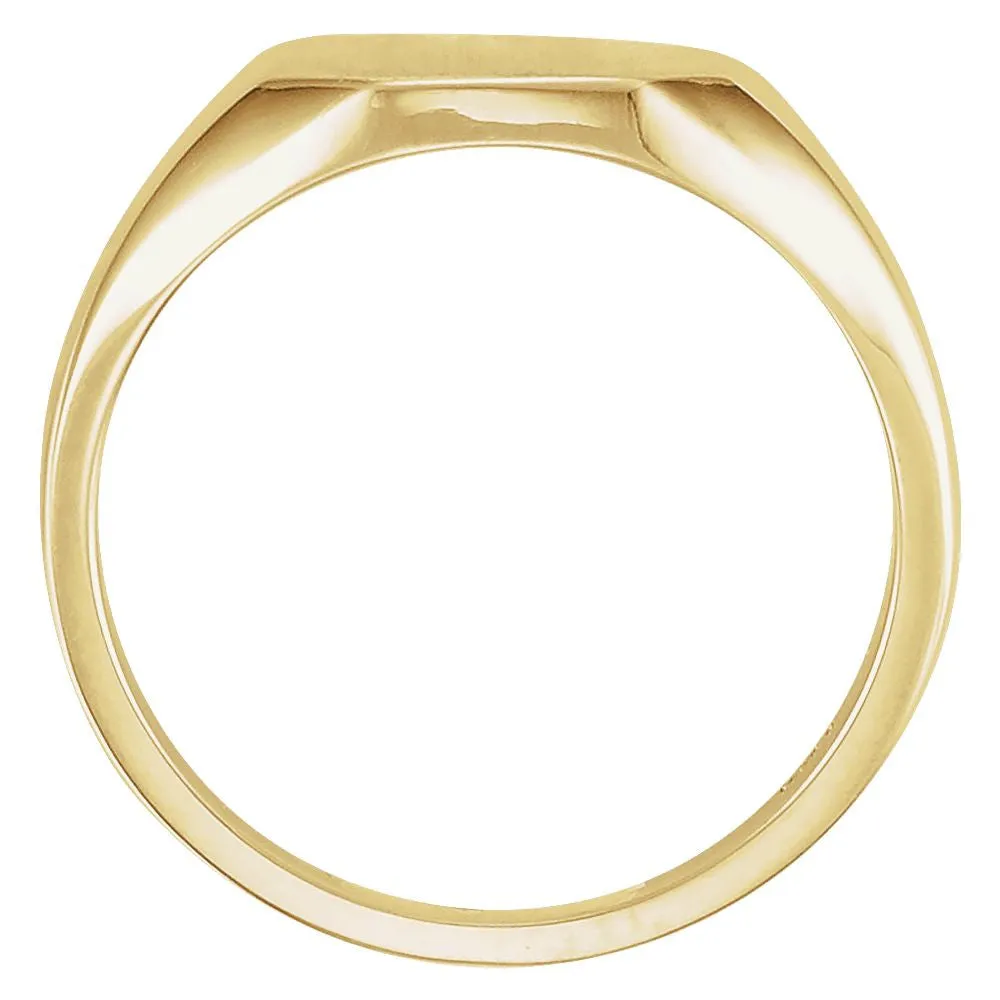 14k Yellow Gold 11x9mm Octagon Signet Ring, Size 6