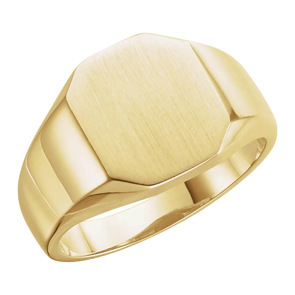 14k Yellow Gold 11x9mm Octagon Signet Ring, Size 6