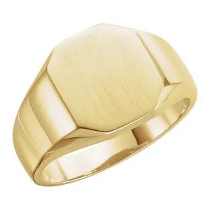14k Yellow Gold 11x9mm Octagon Signet Ring, Size 6