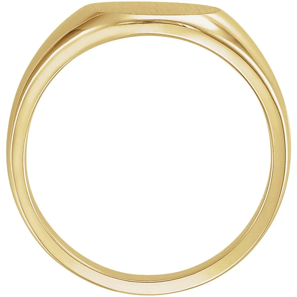 14k Yellow Gold 13mm Men's Signet Ring , Size 11