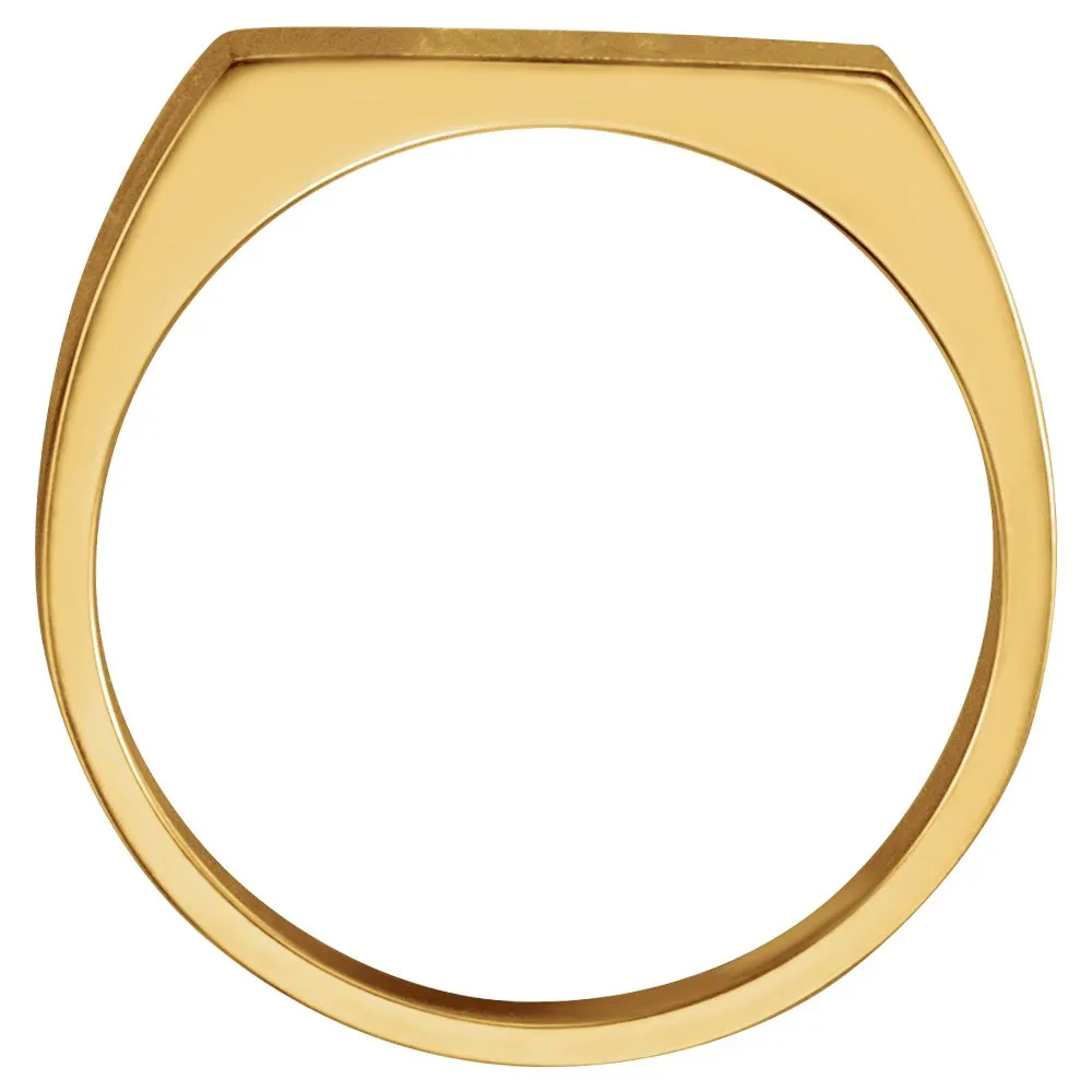 14k Yellow Gold 15x7.5mm Men's Signet Ring, Size 11