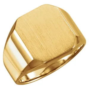 14k Yellow Gold 16x14mm Octagon Men's Signet Ring, Size 10.2