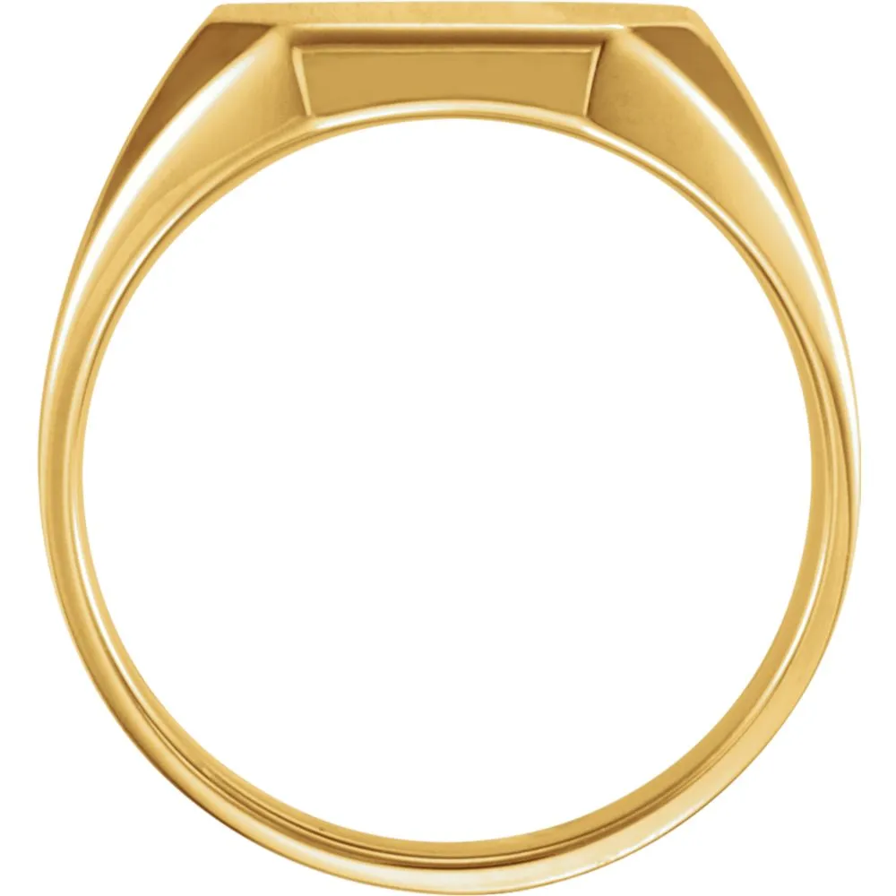 14k Yellow Gold 16x14mm Octagon Men's Signet Ring, Size 10.2