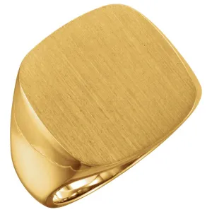 14k Yellow Gold 18mm Men's Solid Signet Ring , Size 11