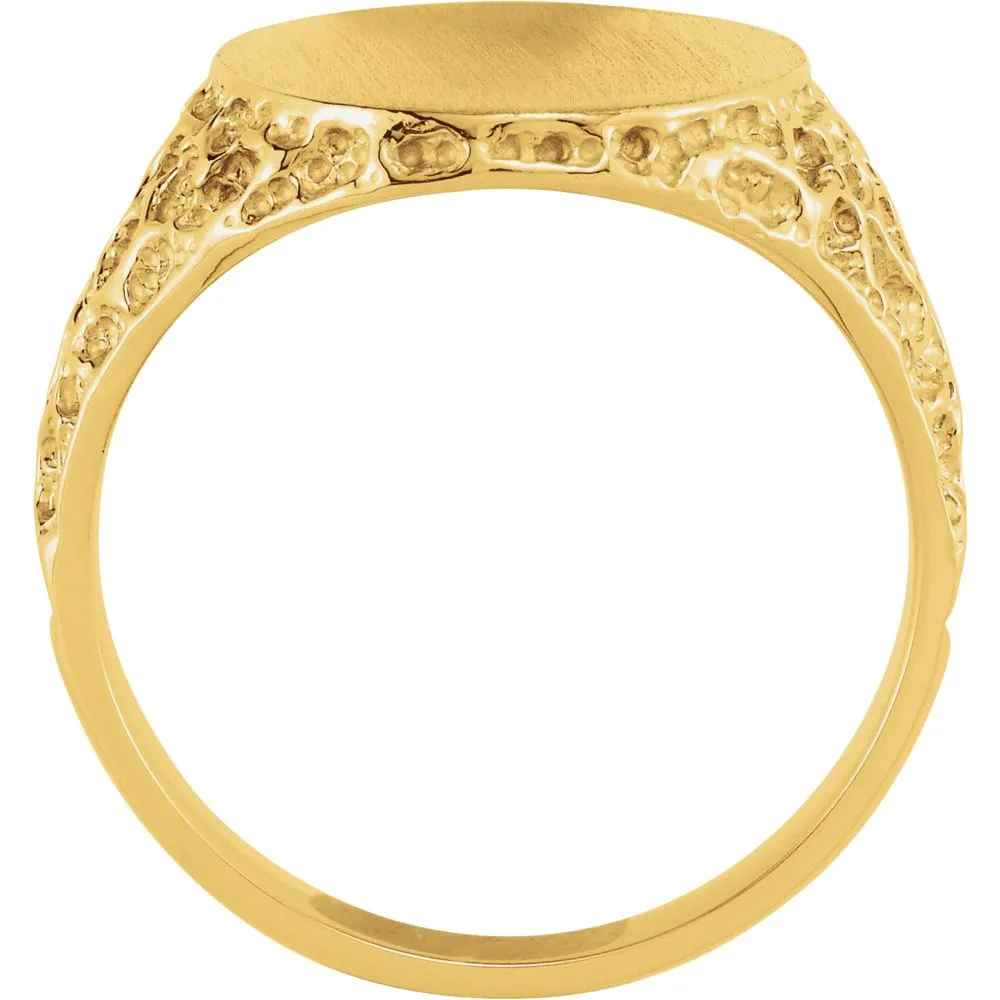 14k Yellow Gold 19x15mm Men's Signet Ring, Size 10.5