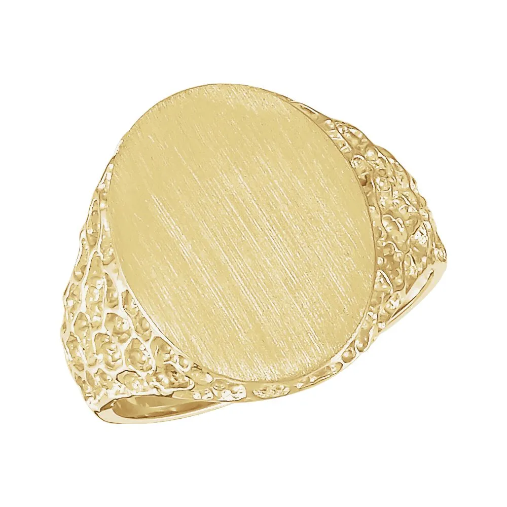 14k Yellow Gold 19x15mm Men's Signet Ring, Size 10.5