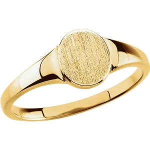 14k Yellow Gold 7x6mm Solid Oval Signet Ring, Size 6