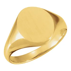 14k Yellow Gold 9.5x11mm Oval Signet Ring, Size 6