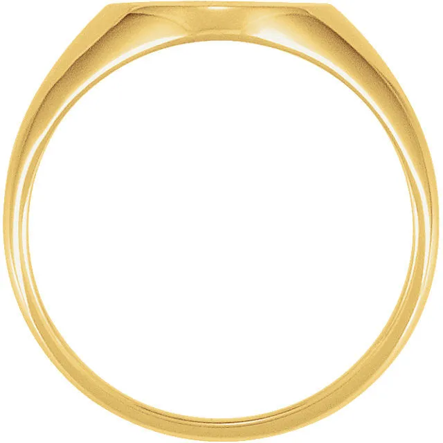 14k Yellow Gold 9.5x11mm Oval Signet Ring, Size 6