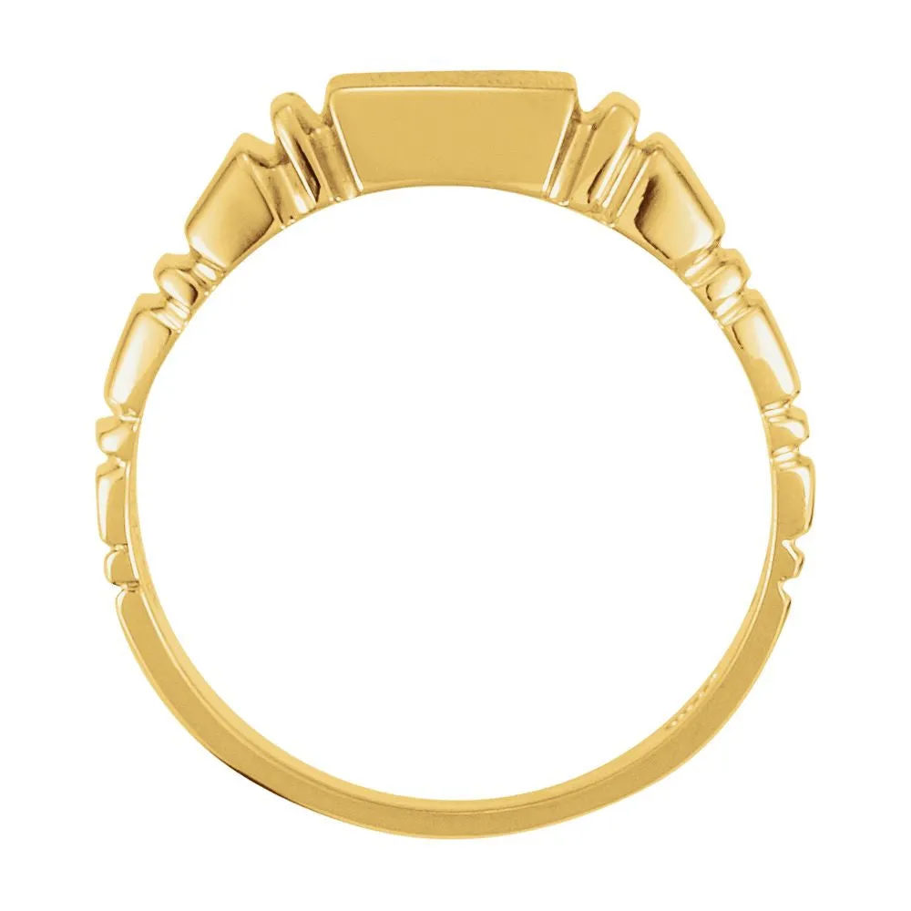 14k Yellow Gold 9mm Men's Square Signet Ring, Size 10