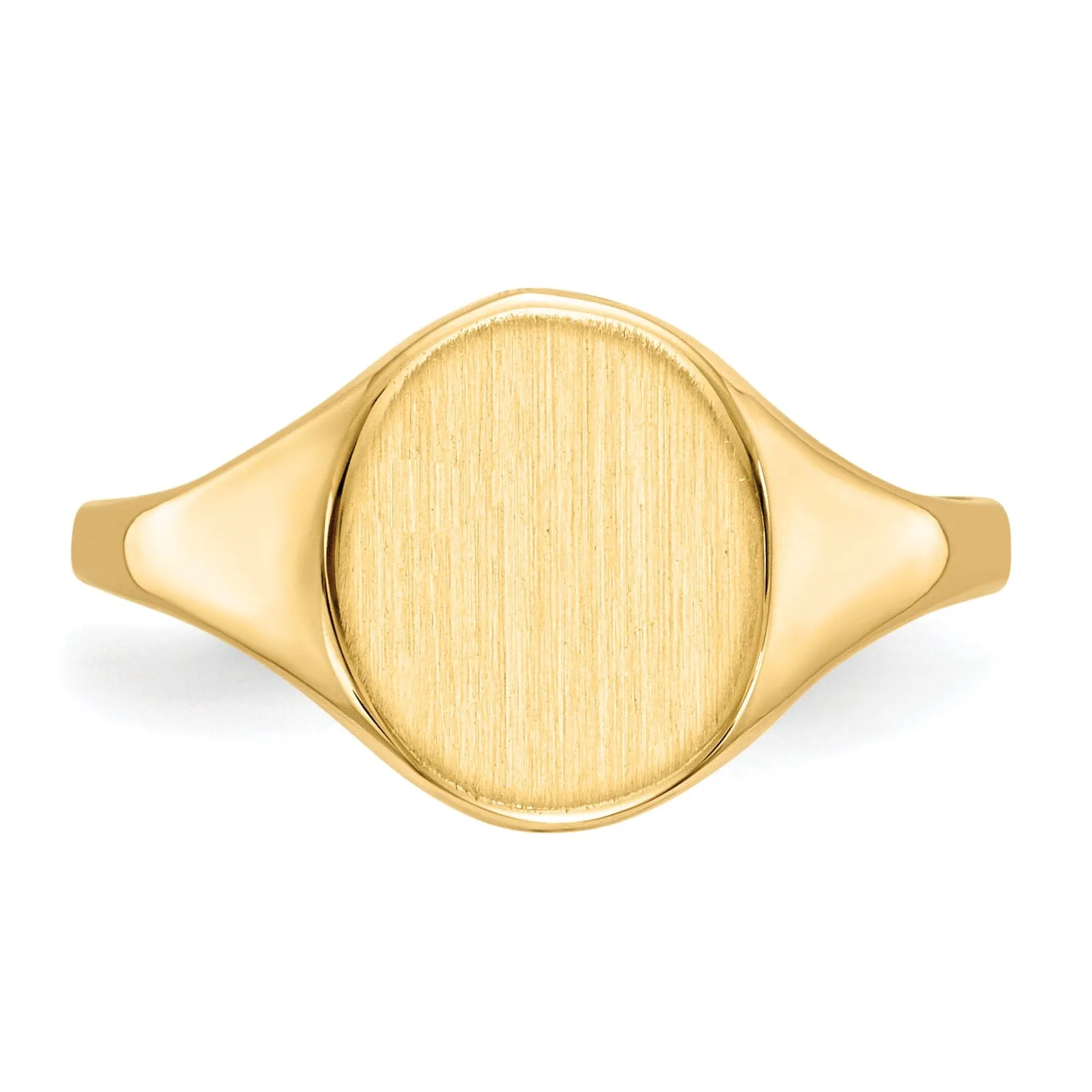 14k Yellow Gold Brushed Solid Polished Signet Ring