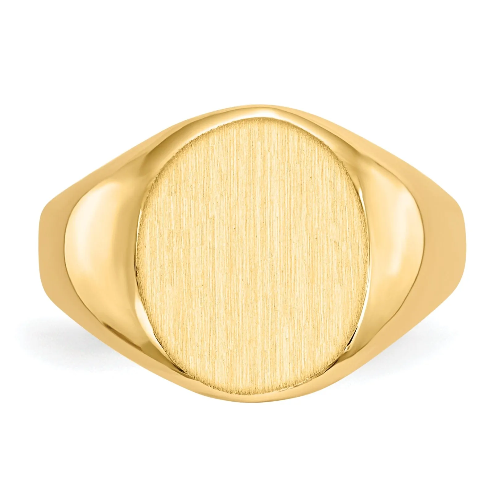 14k Yellow Gold Brushed Solid Polished Signet Ring