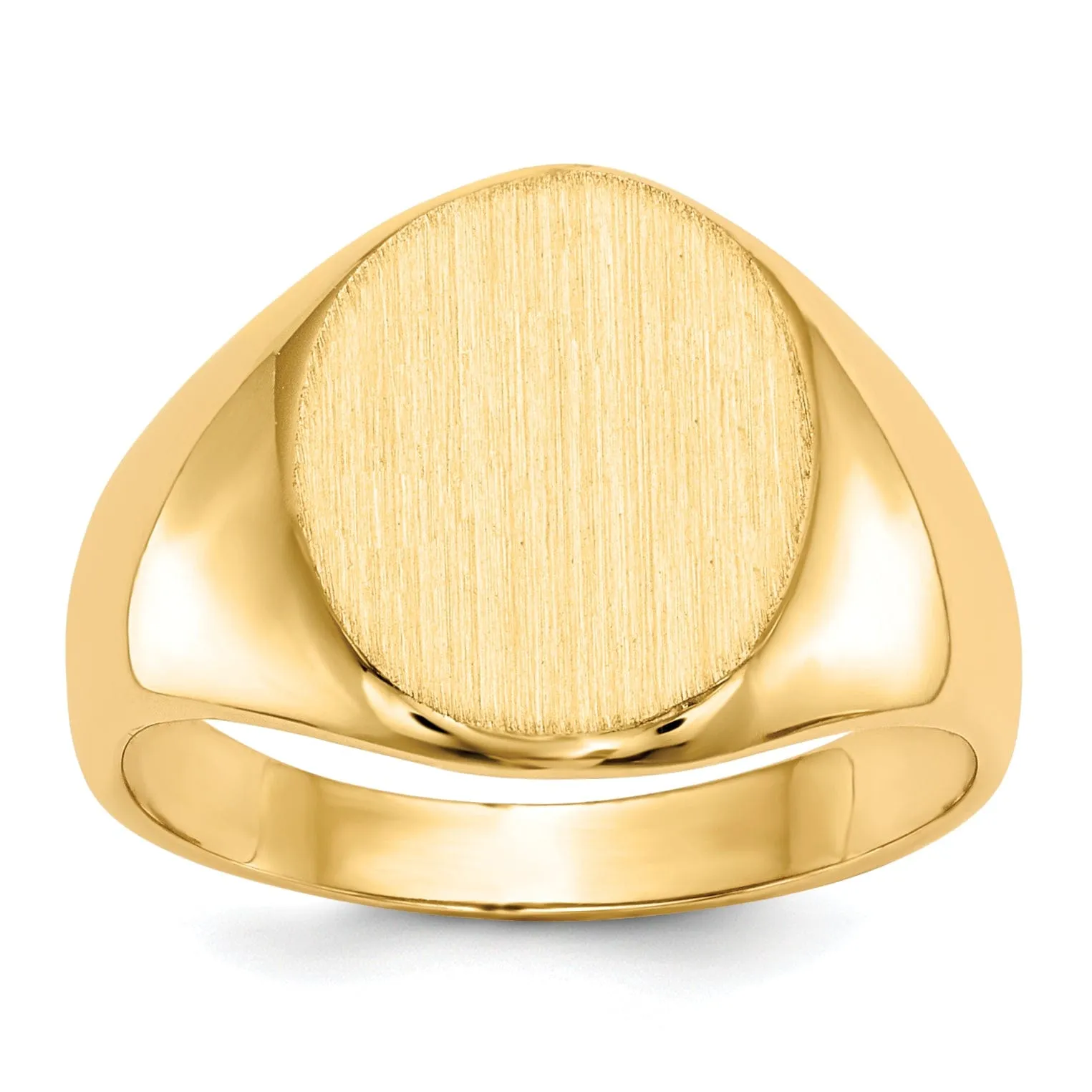 14k Yellow Gold Brushed Solid Polished Signet Ring