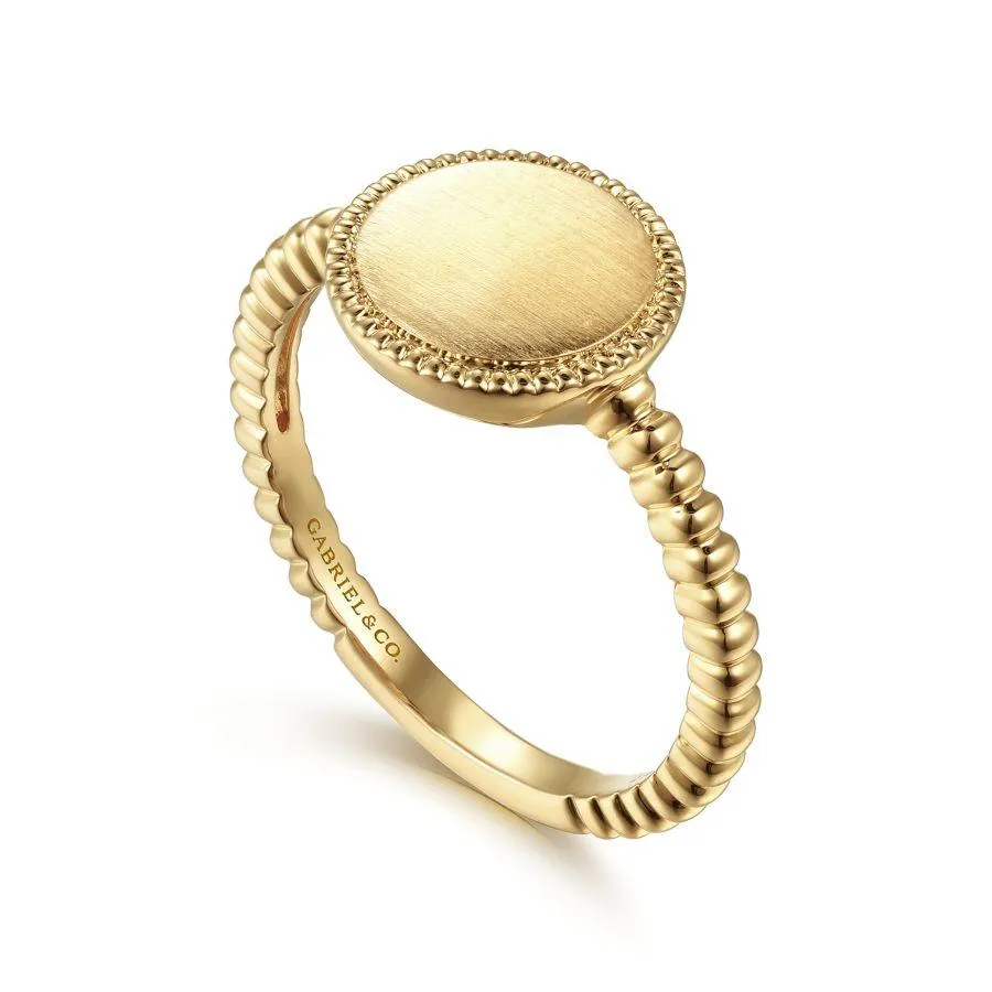 14K Yellow Gold Bujukan Personalized Signet Ring
