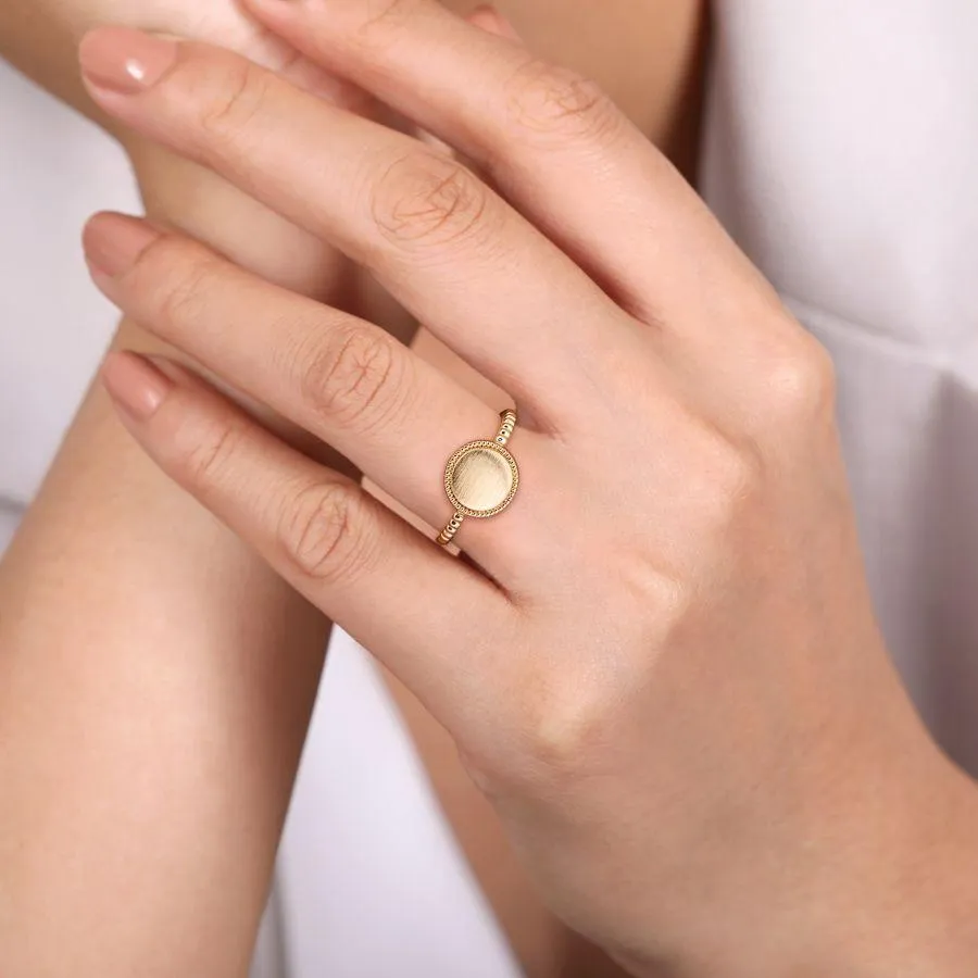 14K Yellow Gold Bujukan Personalized Signet Ring