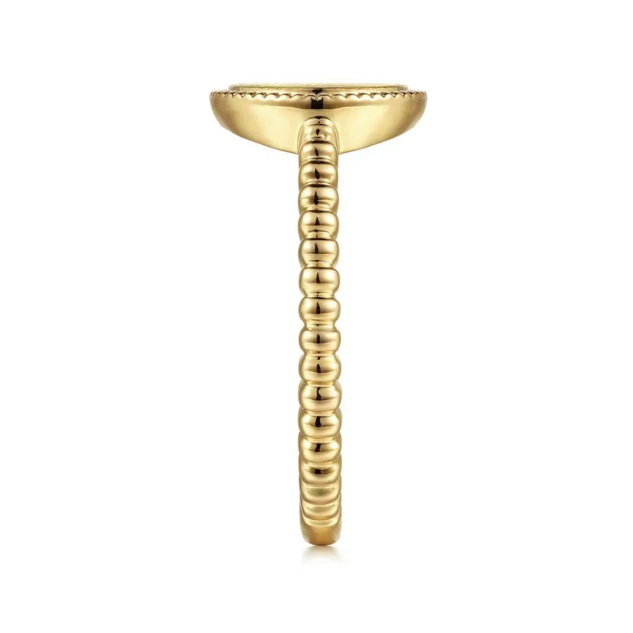14K Yellow Gold Bujukan Personalized Signet Ring