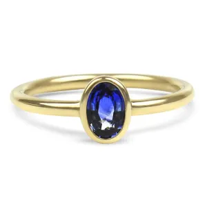 14k Yellow Gold Ceylon Oval Sapphire Ring