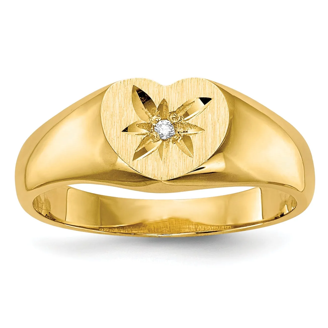 14k Yellow Gold Child's Diamond Signet Ring