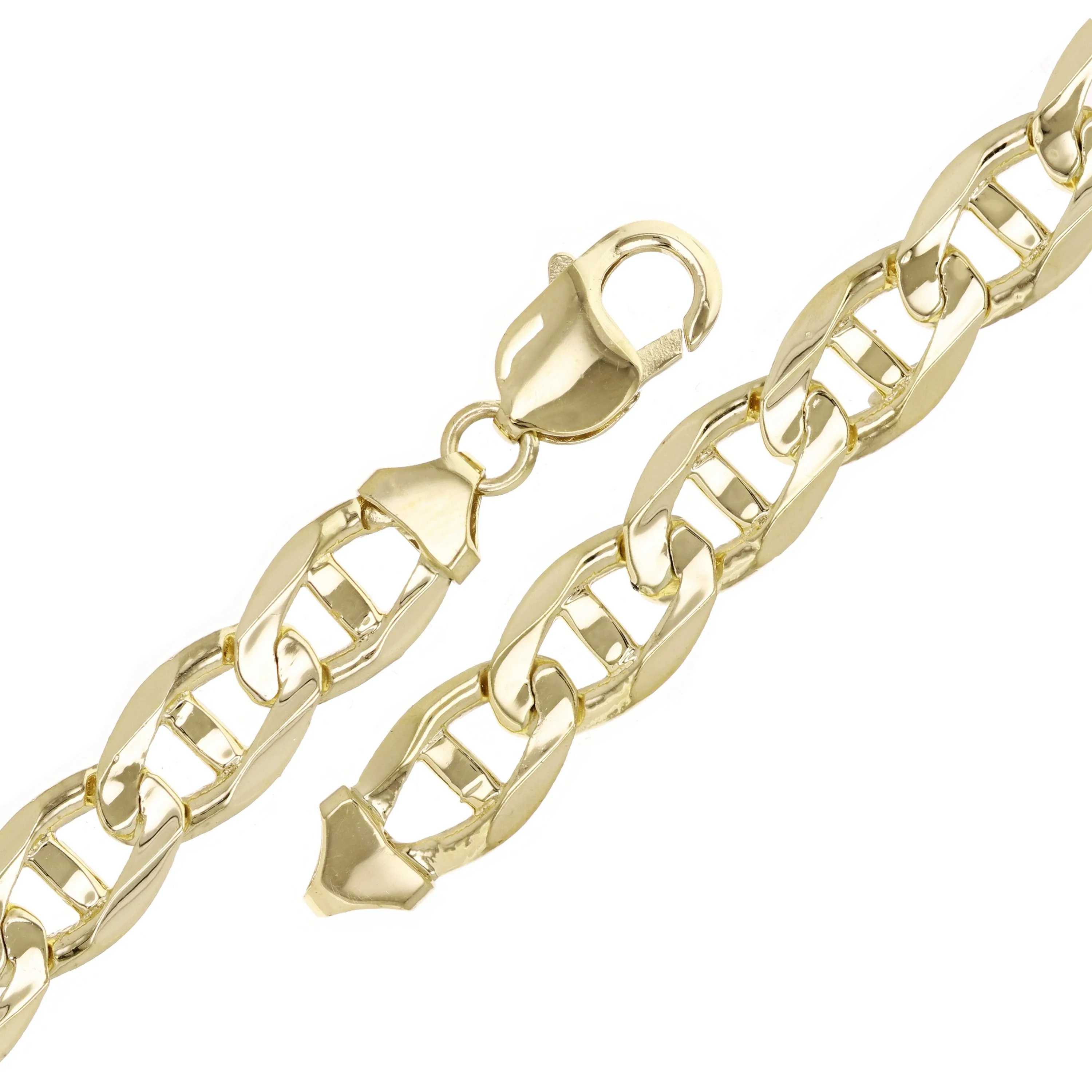 14k Yellow Gold Concave Mariner Chain Bracelet 8" 10mm 26.3 grams
