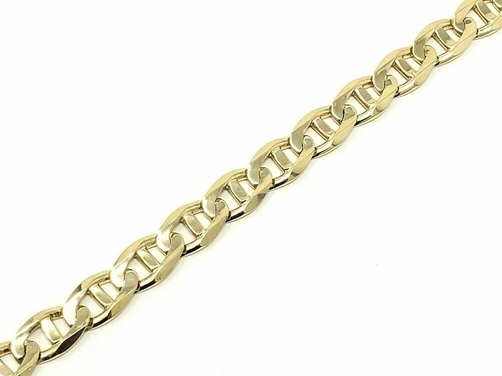 14k Yellow Gold Concave Mariner Gucci Chain Bracelet 7.5" 10mm 25 grams