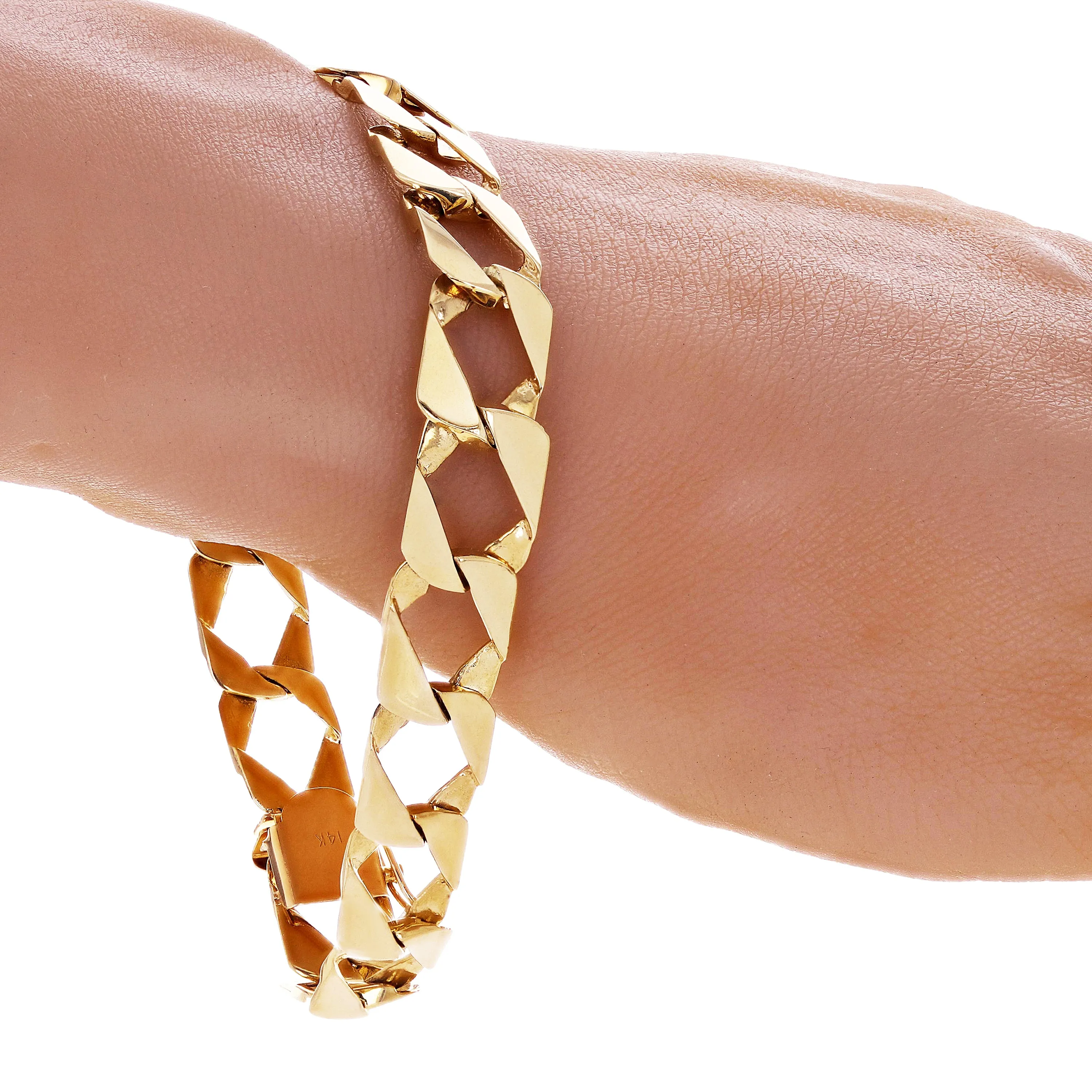 14k Yellow Gold Cuban Chain Link Bracelet 7" 11.5 mm 18.6 grams