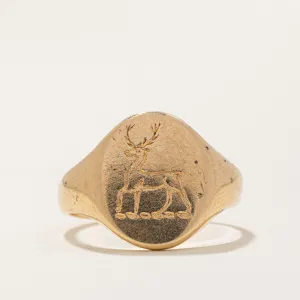 14k Yellow Gold Deer Signet Ring | SZ 8.75 |