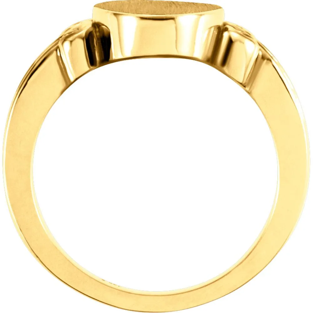 14k Yellow Gold Fancy Oval Signet Ring, Size 6