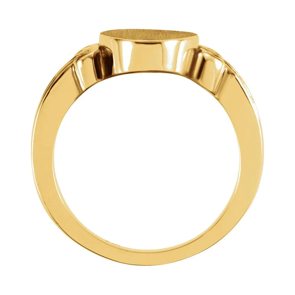 14k Yellow Gold Fancy Oval Signet Ring, Size 6