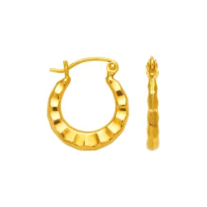 14K Yellow Gold Hollow Shrimp Hoop Earrings
