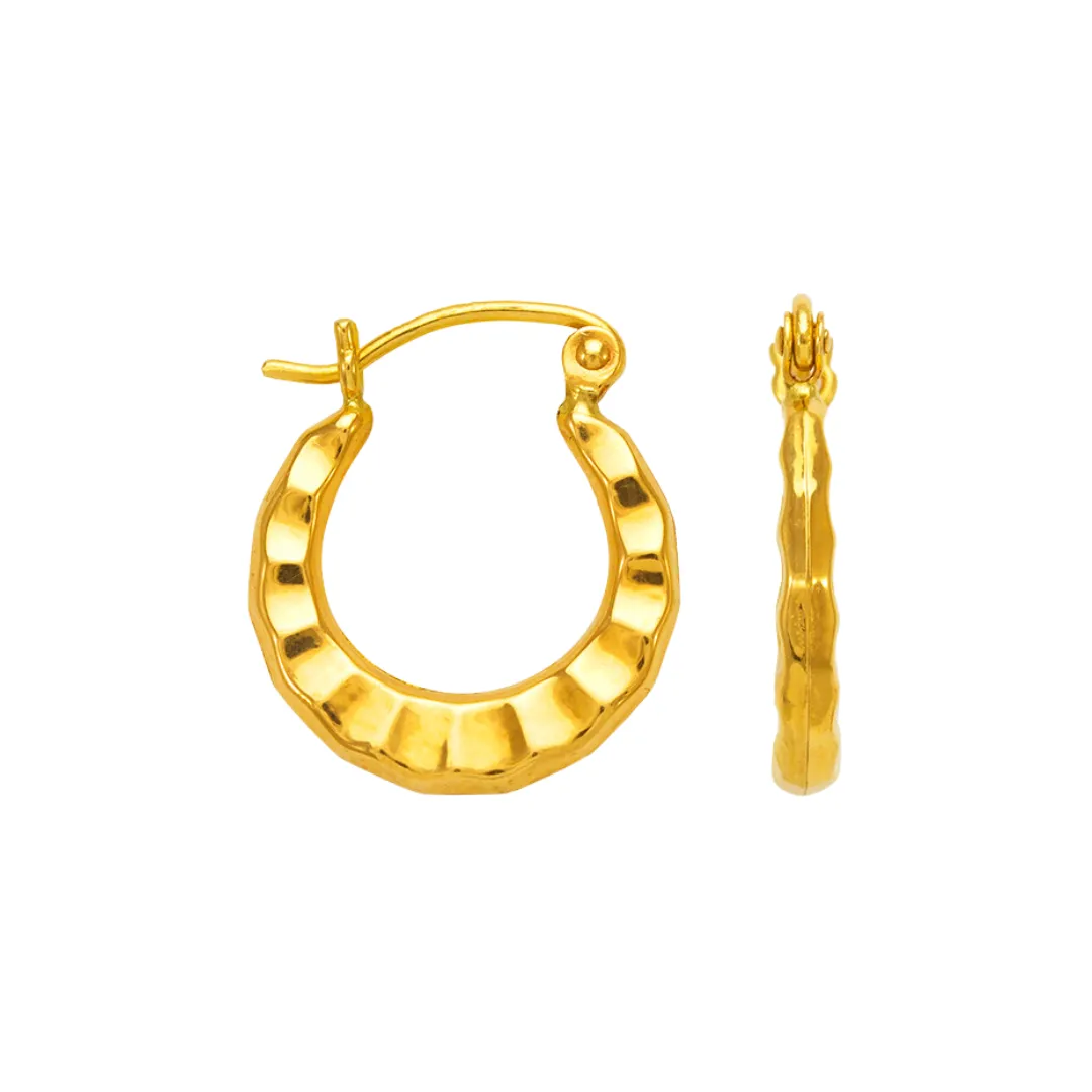 14K Yellow Gold Hollow Shrimp Hoop Earrings