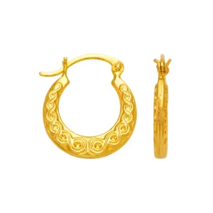 14K Yellow Gold Hollow Shrimp Hoop Earrings