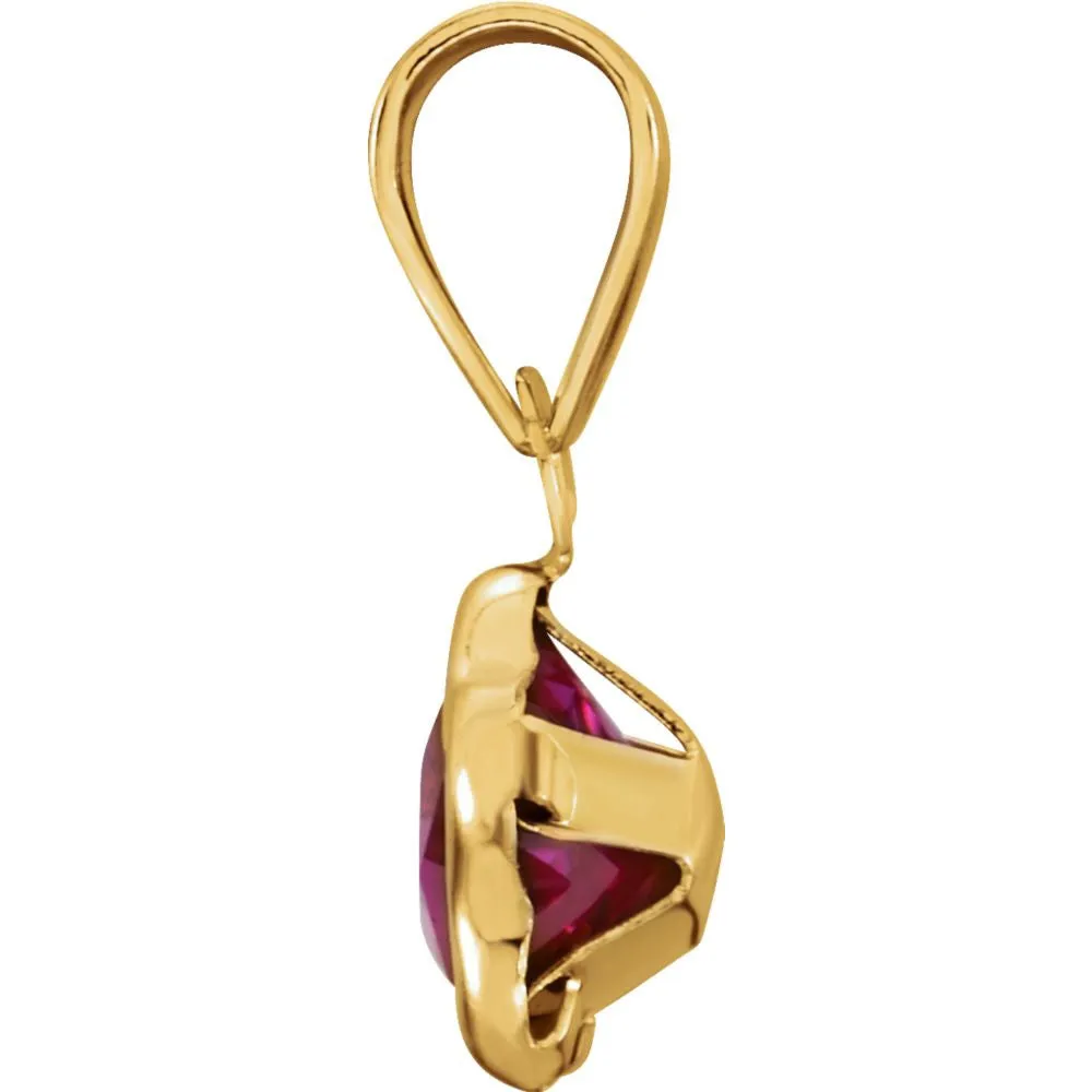 14k Yellow Gold July CZ Birthstone Pendant