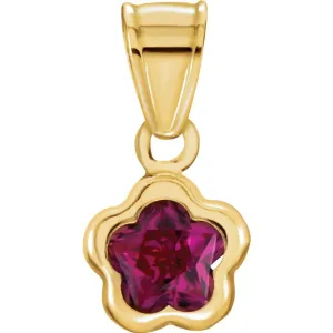 14k Yellow Gold July CZ Birthstone Pendant