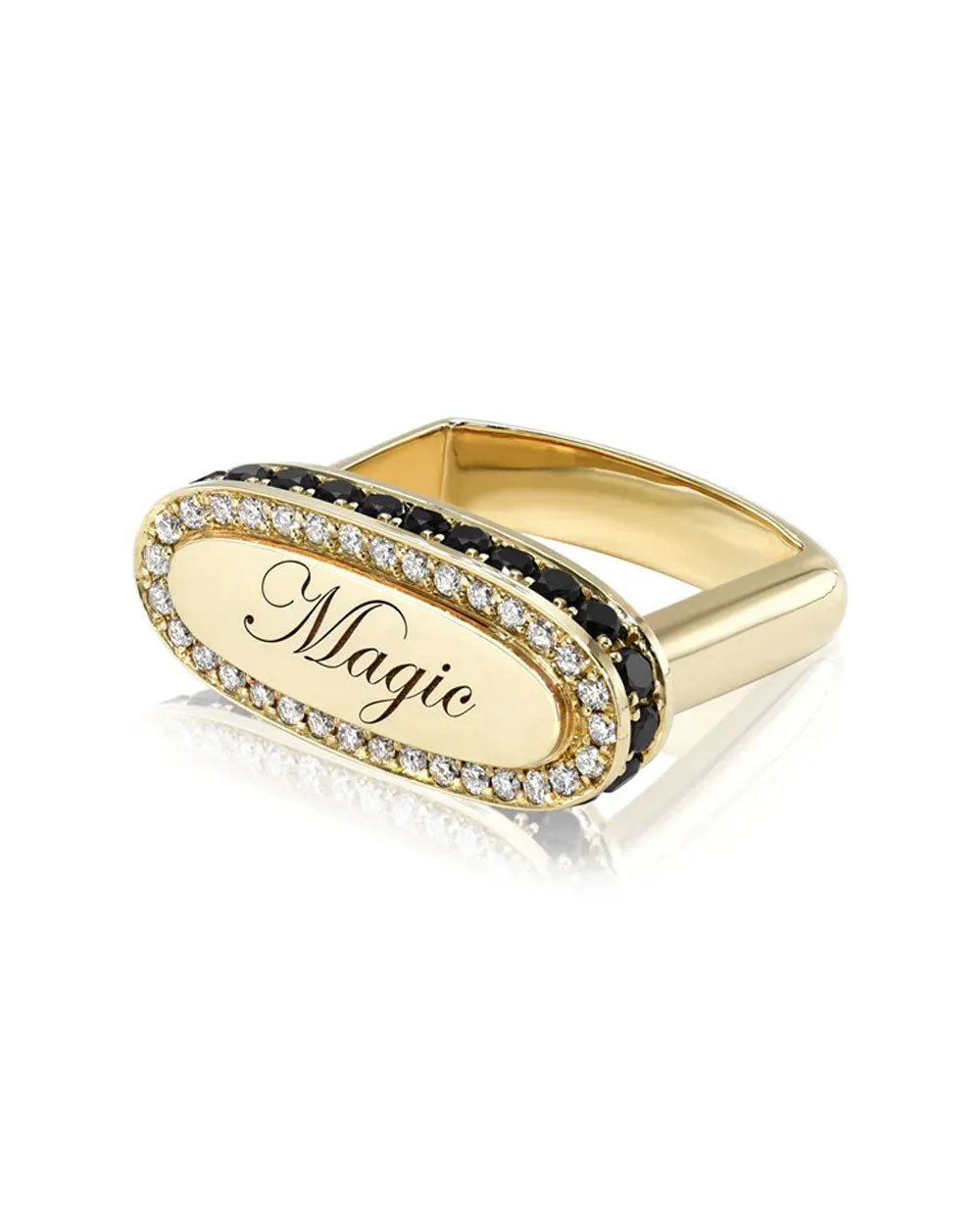 14k Yellow Gold Magic Diamond Signet Ring