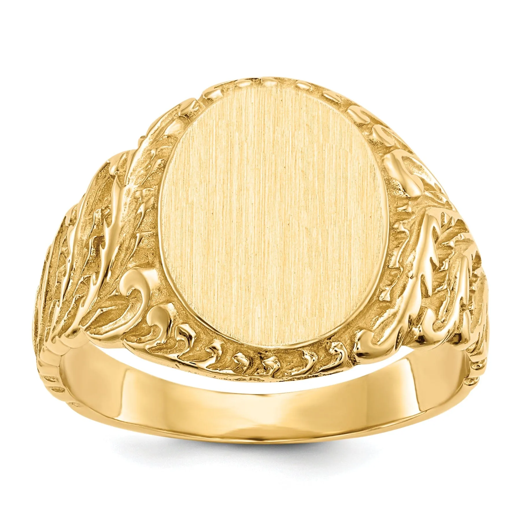 14k Yellow Gold Men's Solid Back Signet Ring