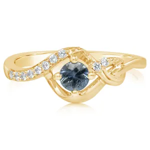 14K Yellow Gold Montana Sapphire/Diamond Ring