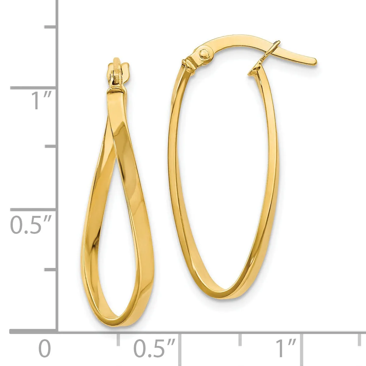 14k Yellow Gold Oval Hoop Earrings