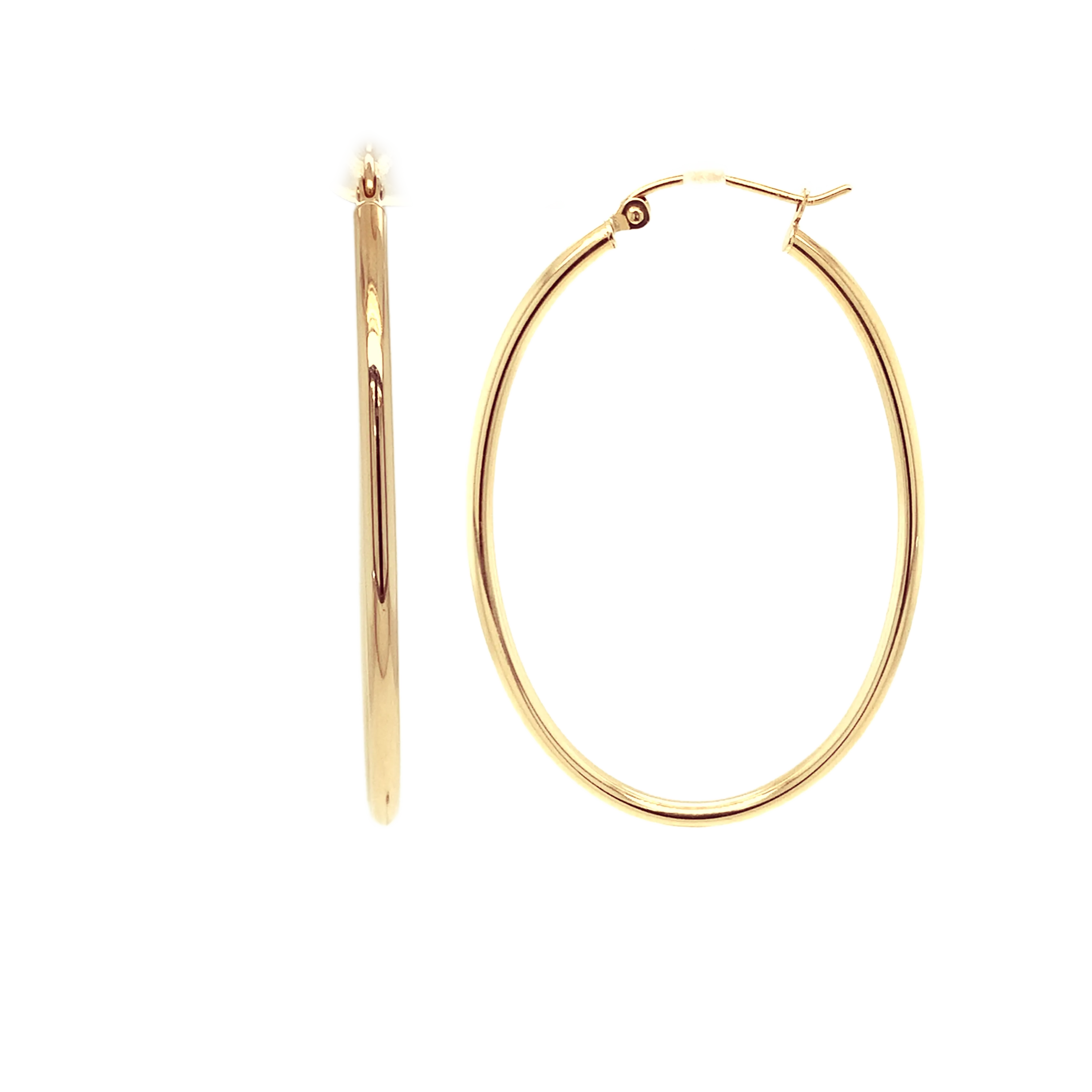 14K Yellow Gold Oval Hoop Earrings