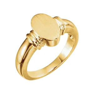 14k Yellow Gold Oval Signet Ring, Size 6
