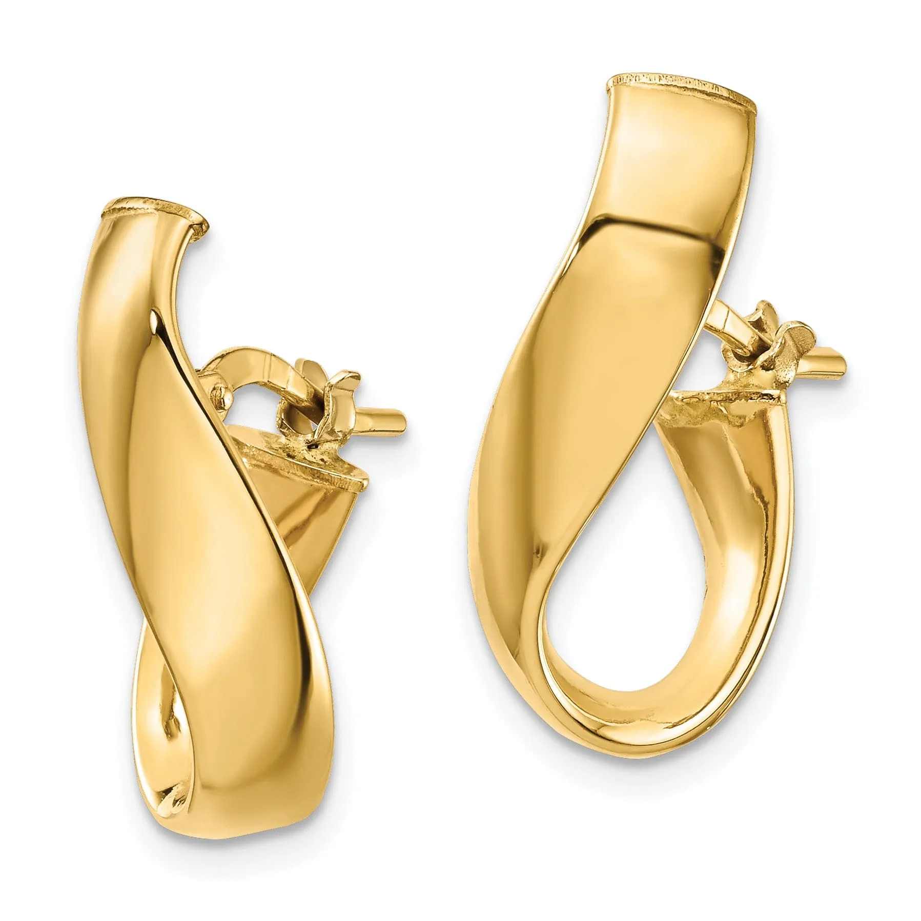 14k Yellow Gold Polished Omega Hoop Earrings